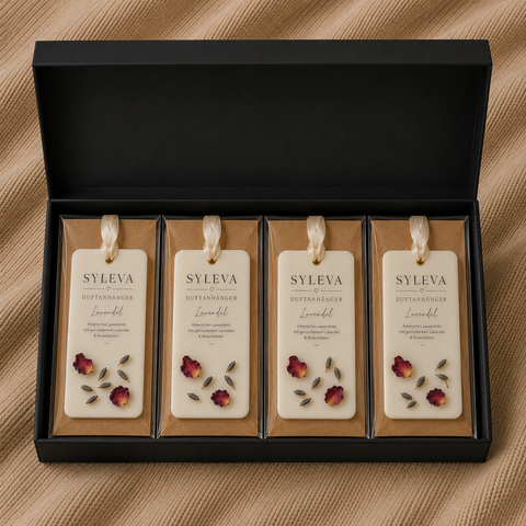 Duftanhänger Geschenkset 4er | SYLEVA MOMENTS Lavendel rechteckig